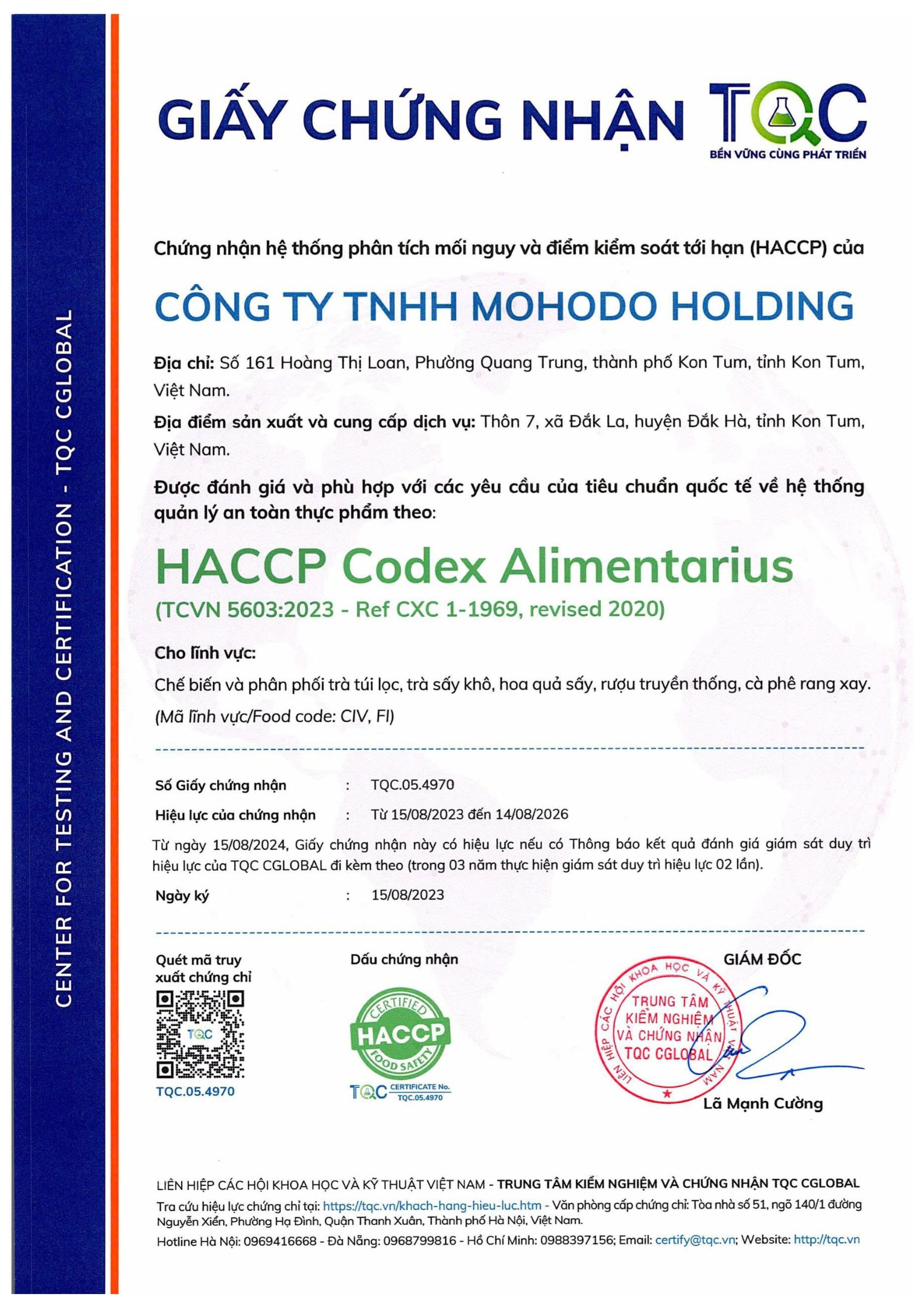 Chứng nhận HACCP