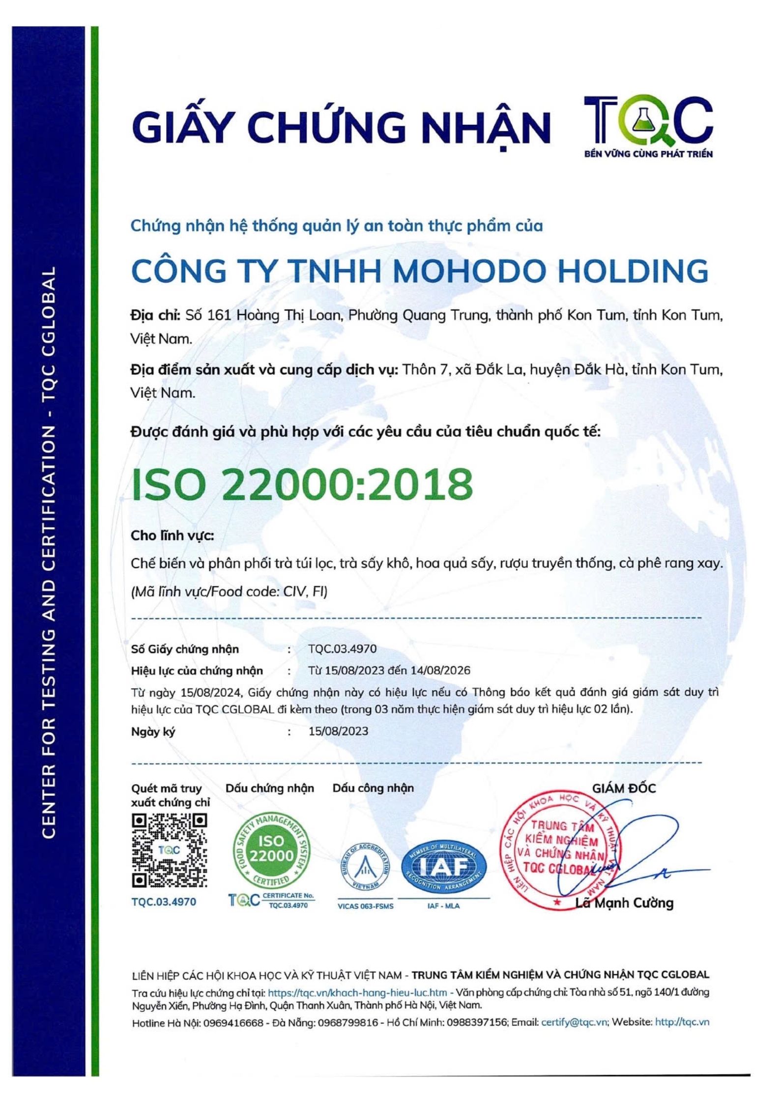 Chứng nhận ISO 22000